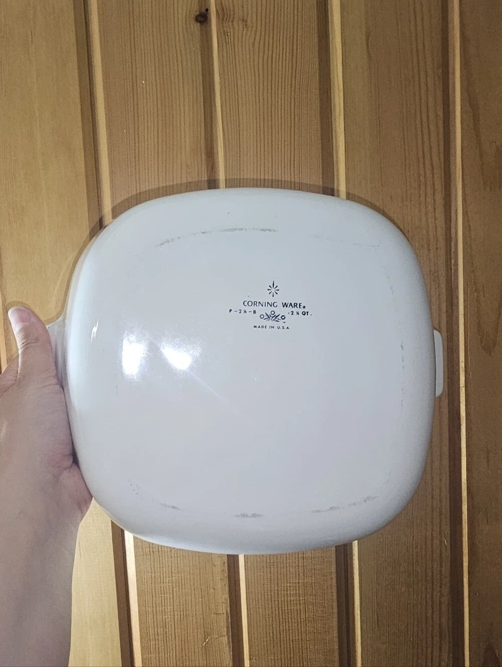 Corningware White Baking Dish with Blue Floral Cornflower Motif